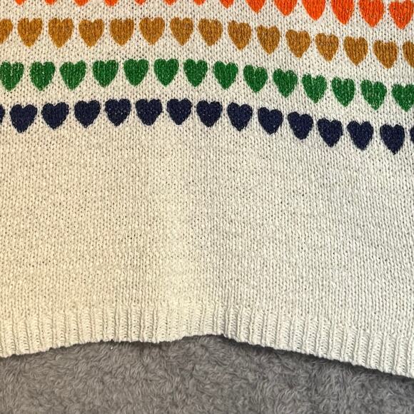 Moon & Madison Knit V-Neck Tank Top Women L Rainbow Hearts Pride Summer White - Picture 3 of 6